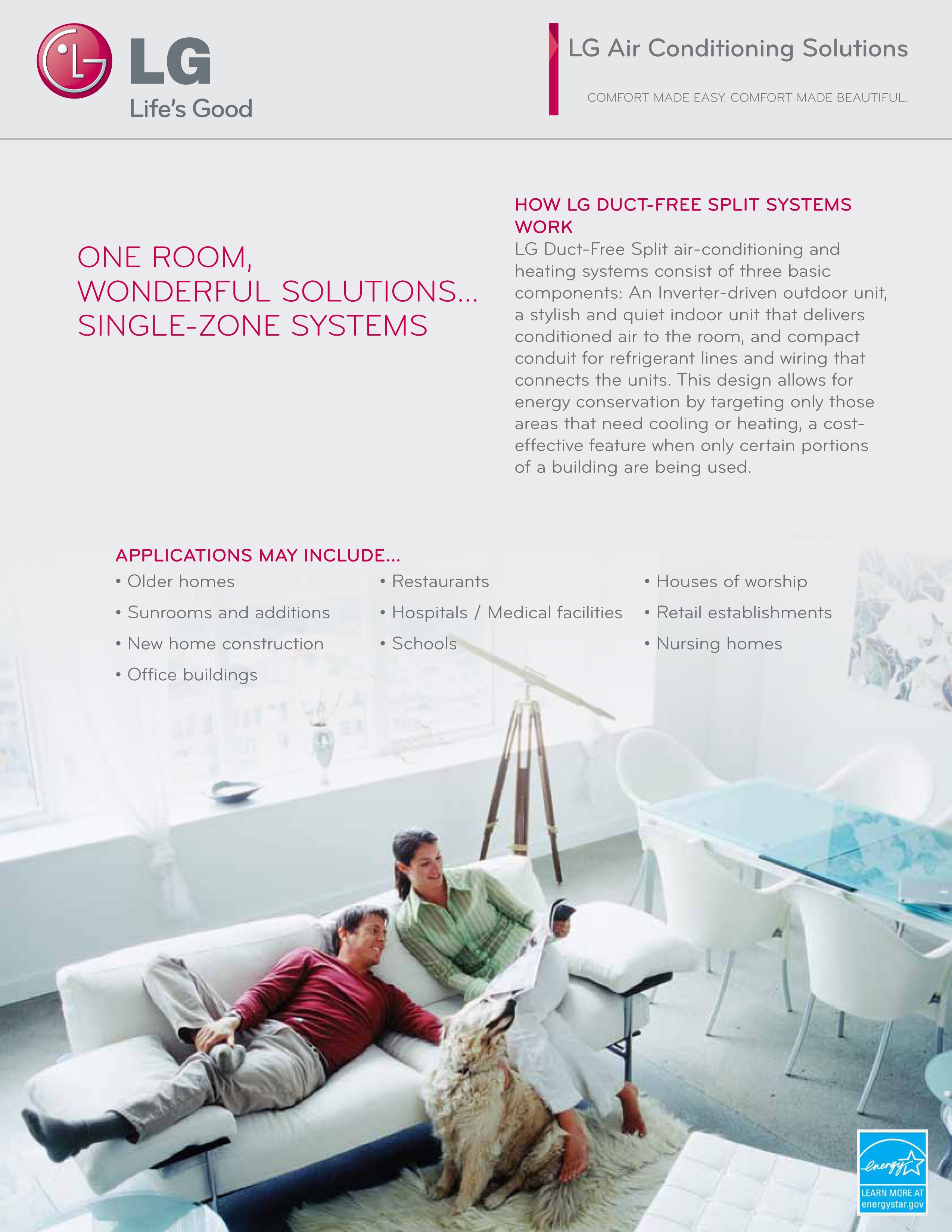 Mini Split 9,000 BTU LG 23.5 SEER Wi-Fi Wall Mount Heat Pump System, LSU090HSV5, LSN090HSV5 (T)